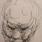Three Drawings Portrait Man Woman Old Vintage Pen on Basket Years' 60 P28.8