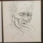 Three Drawings Portrait Man Woman Old Vintage Pen on Basket Years' 60 P28.8