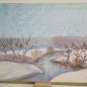 Painting Vintage Signed Landscape Winter Nei Woodlands Snow Trees Stairs P26