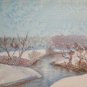 Painting Vintage Signed Landscape Winter Nei Woodlands Snow Trees Stairs P26