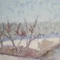 Painting Vintage Signed Landscape Winter Nei Woodlands Snow Trees Stairs P26