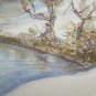 Painting Vintage Signed Landscape Winter Nei Woodlands Snow Trees Stairs P26