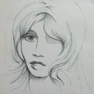 Drawing Sketch Portrait Feminine Woman Vintage Years 60 2.5oz Pancaldi P28.8