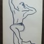 Old Drawing Nude Male Body Builder Body Building Sketch Painter P28.9