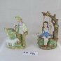 Pair of Figurines Porcelain Bisquit Shepherd & Girl in Swing 1900 R84
