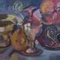 Items on Table Painting Antique Painting to Oil on board 1960's 60 p11