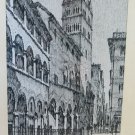 Genova Commenda St.Martin Giovanni of Prè Antique Drawing on Card View City G38