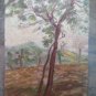 Antique Painting Oil on board Painting Style Impressionist Landscape Trees p1