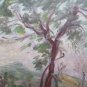 Antique Painting Oil on board Painting Style Impressionist Landscape Trees p1