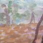 Antique Painting Oil on board Painting Style Impressionist Landscape Trees p1