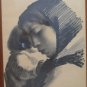 Lithography Vintage Signed Sikker Hansen Portrait Painting Mother & Child R108