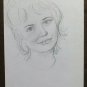 Old Drawing Pencil on Basket Portrait Feminine Young Woman Sketch P28.8