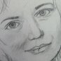 Old Drawing Pencil on Basket Portrait Feminine Young Woman Sketch P28.8
