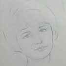 Old Drawing Pencil on Basket Portrait Little Girl Vintage Years 60 70 P28.8