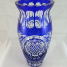 Vase Glass Bevelled Blue Vintage Period half' Twentieth Century R78