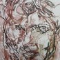 Old Drawing on Basket Studio Portrait Man Vintage Sketch Painter P28.8