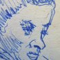 Antique Drawing Pen on Basket Studio Sketch D'Author Original Portrait P28.5