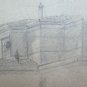 Drawing Antique Architectural Building Modena 1940 about Pencil on Basket P28.6
