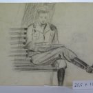 Drawing D'Antiques Portrait of a Soldier Years Quaranta Pencil on Basket P28