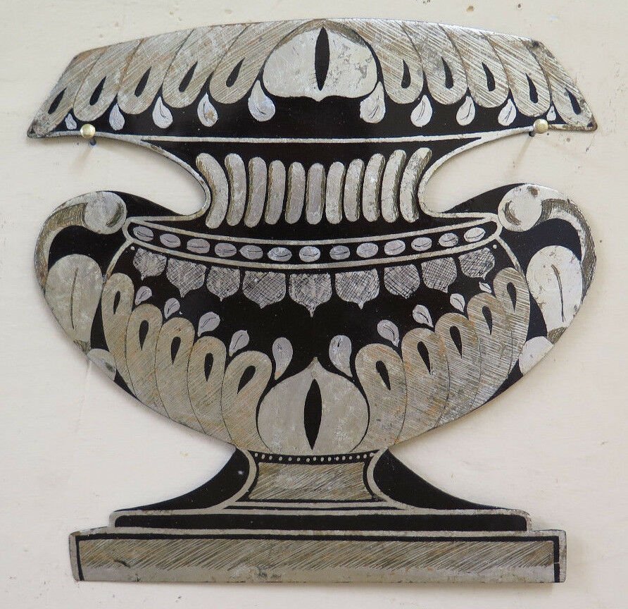 Frieze Decorative Vintage Hand Painted Shaped like Bowl Vase on Iron CH13 51
