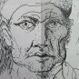 Drawing Sketch Portrait Male Pen on Basket Years 60 2.5oz Pancaldi P28.8