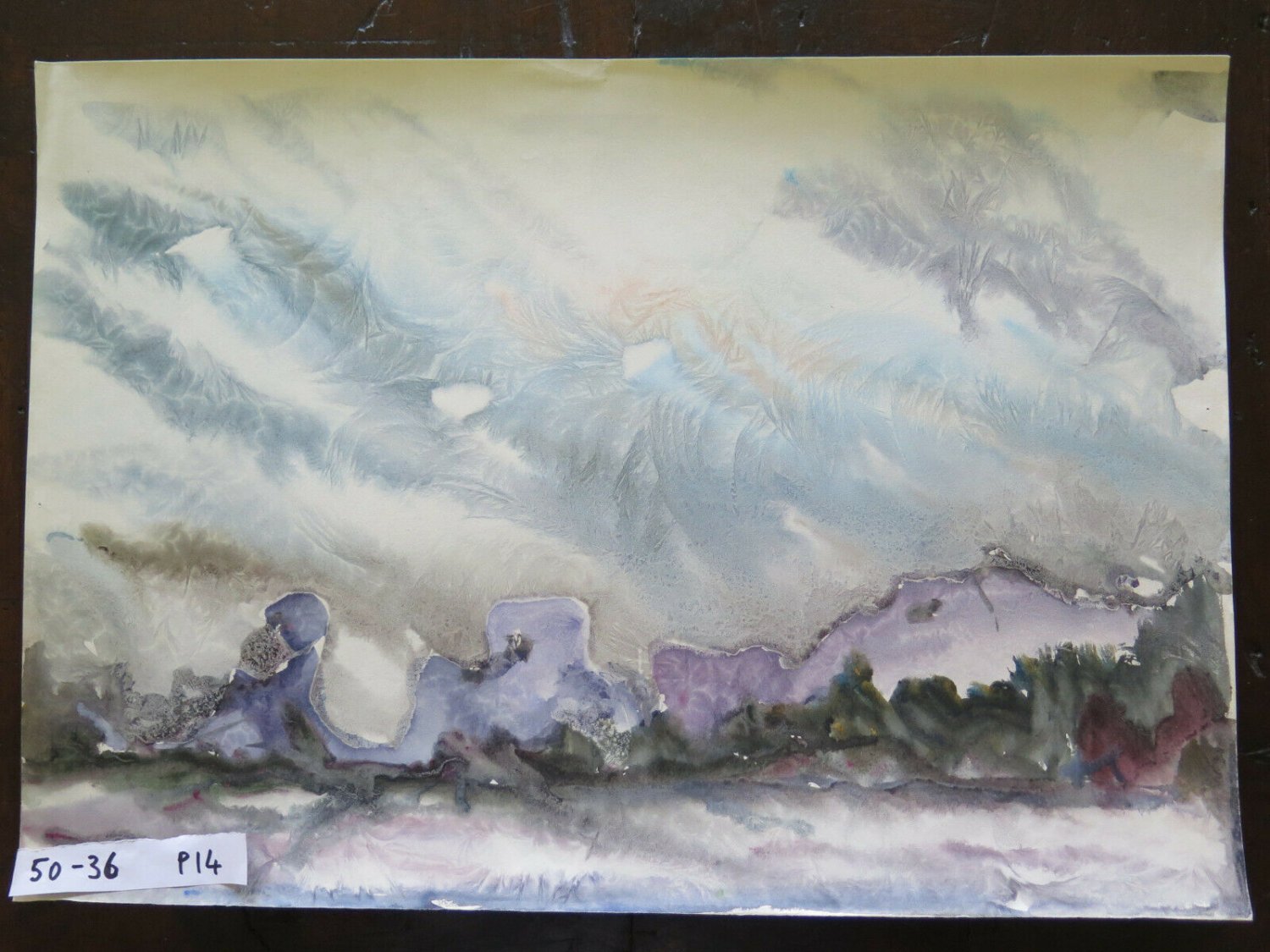 19 11/16x14 3/16in Painting Landscape Winter with the Technical Frost Old Age