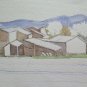 Small Painting Sketch Watercolour Signed Landscape View Case 11x8 5/16in P14
