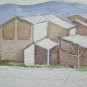Small Painting Sketch Watercolour Signed Landscape View Case 11x8 5/16in P14