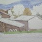 Small Painting Sketch Watercolour Signed Landscape View Case 11x8 5/16in P14