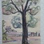 Landscape Countryside in Riva to Lake Signed Painting to Watercolour 1956 P28.53