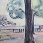Landscape Countryside in Riva to Lake Signed Painting to Watercolour 1956 P28.53