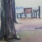 Landscape Countryside in Riva to Lake Signed Painting to Watercolour 1956 P28.53