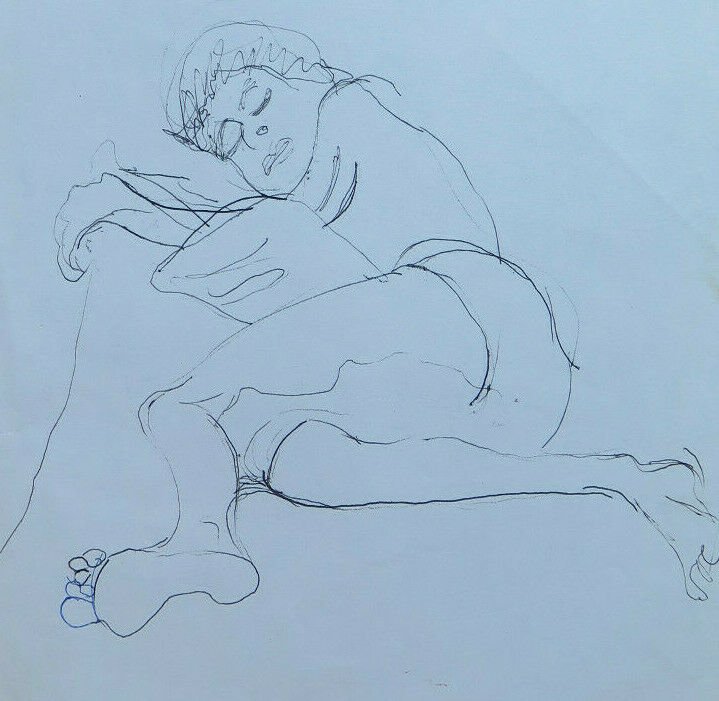 Drawing Pen on Basket Preparatory Sketch Studio for Figure Full P28.7