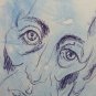Old Drawing Sketch with Portraits Man's Pen on Basket Vintage P28.8