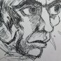 Old Drawing Sketch with Portrait Male Man Pen on Basket Vintage P28.8