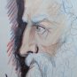Old Sketch Drawing Pencil on Basket Portrait of Profile Years' 40 P28.6