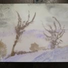 Painting Vintage Technical of Frost Landscape Hikers Signed 17 5/16x12 3/16in