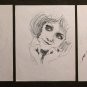 Three Old Drawings Sketching Portrait Expression Face Feminine Sketch P28.8