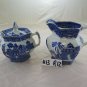 Sugar Bowl and Creamer in Ceramic Willow Woodware Made in England Pottery R12