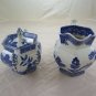 Sugar Bowl and Creamer in Ceramic Willow Woodware Made in England Pottery R12