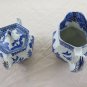 Sugar Bowl and Creamer in Ceramic Willow Woodware Made in England Pottery R12