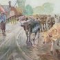 Painting Oil on Linen Signed Painting Oil Landscape Countryside Animals R93