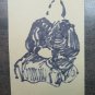 Antique Sketch Drawing on Basket Studio for Portrait Feminine Granny Painter P28