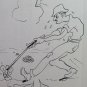 Two Drawings Sketching Vintage Opera of Painter Gaetano Pancaldi Comics P28.7