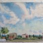 Landscape Countryside in Spring Painting Modern 1960 Painting Oil on board p9