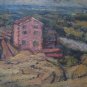 Painting Antique Oil on board Landscape Countryside View from the Hill p8