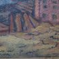 Painting Antique Oil on board Landscape Countryside View from the Hill p8