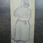 Antique Drawing Pencil on Basket Portrait of Woman Years Fifty Original P28