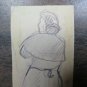 Antique Drawing Pencil on Basket Portrait of Woman Years Fifty Original P28