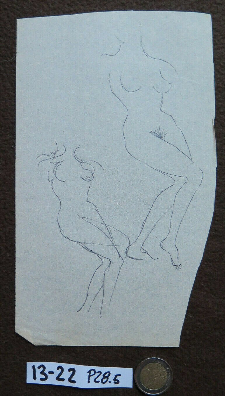 Drawing Vintage Studio Preparatory Nude Feminine Sketch Original P28.5